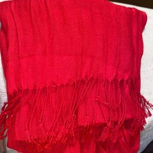 Red scarf with fringes